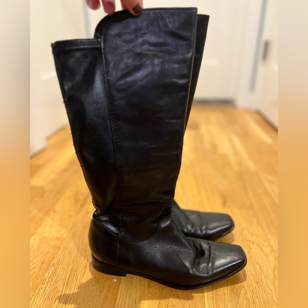 Aquatalia Black Leather Boots Made in Italy